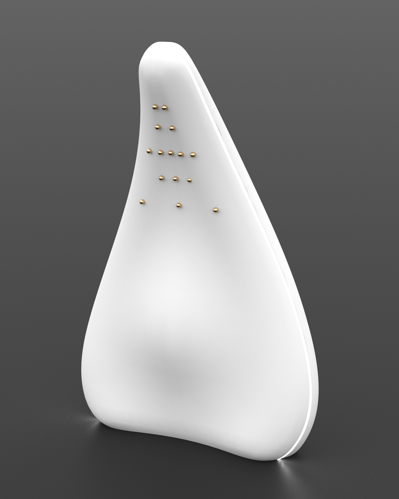 The HUGĀD device in ivory with a minimal gold electrode array — the plain finish